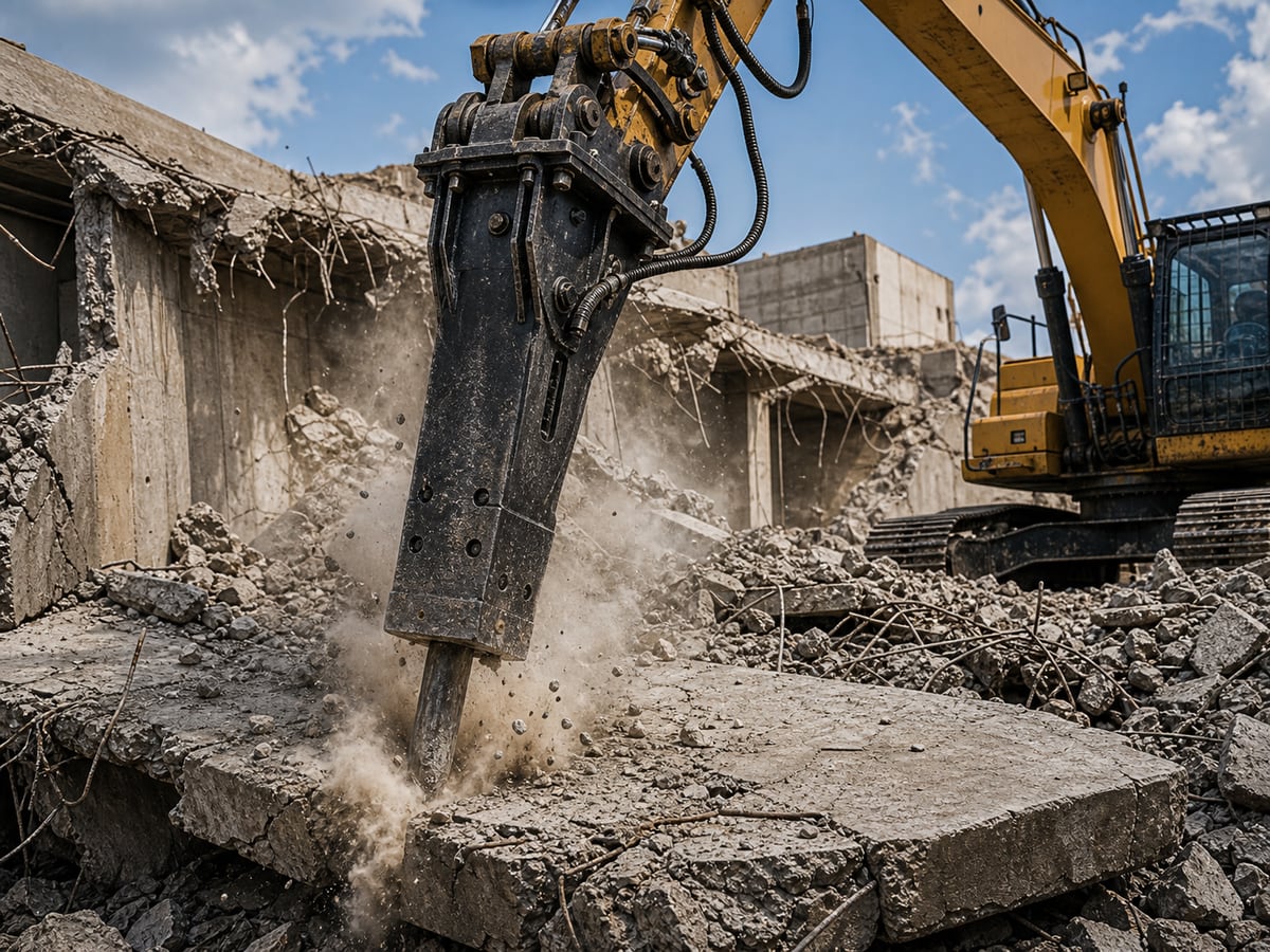 Primary demolition using medium-heavy hydraulic breaker