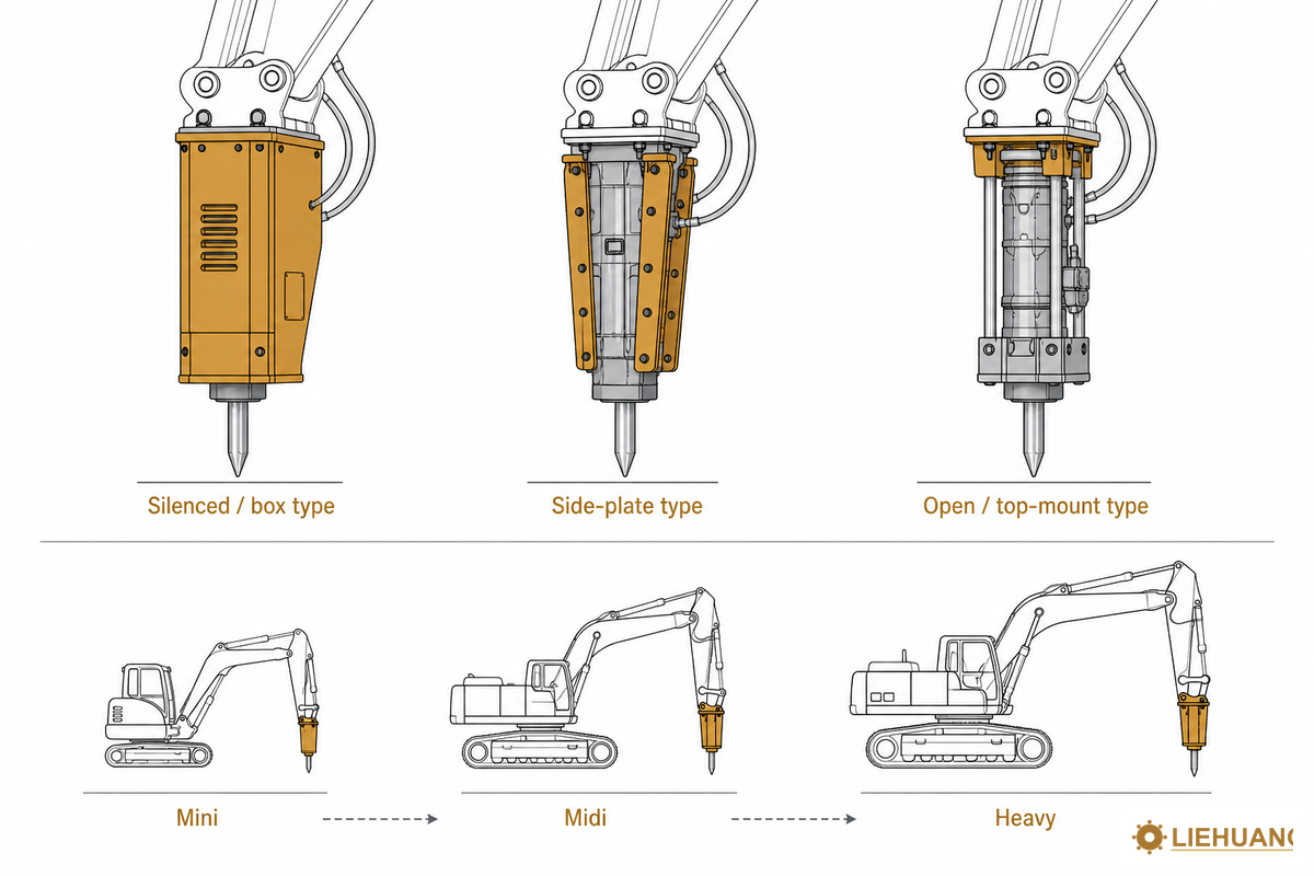 Types of Hydraulic Breakers: Body Styles & Carriers — Liehuang
