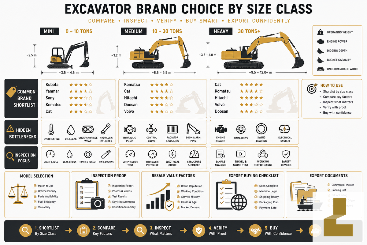 Best Excavator Brands by Size Class — Liehuang Used Excavators
