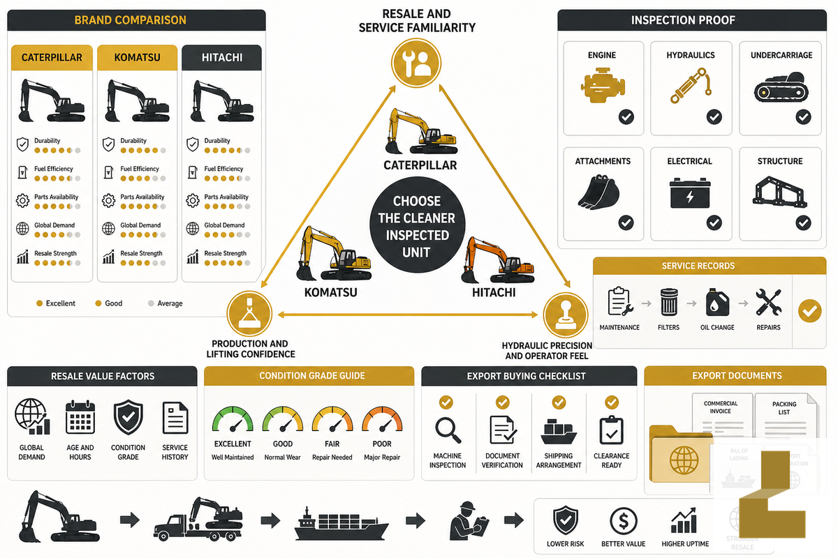 Caterpillar vs Komatsu vs Hitachi: Which Is Best? — Liehuang Used Excavators