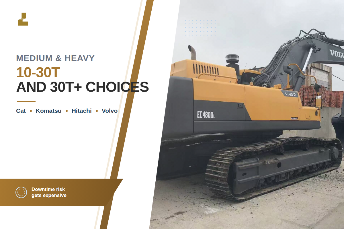 Best Used Brands for Medium & Heavy Excavators (10–30t and 30t+) — Liehuang Used Excavators