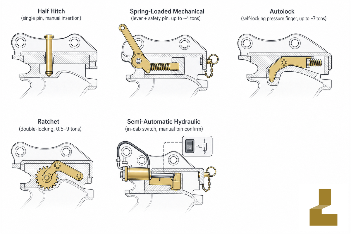 The Types of Excavator Quick Couplers: Mechanical, Hydraulic, Pin Grabber, Wedge & Tilt — Liehuang