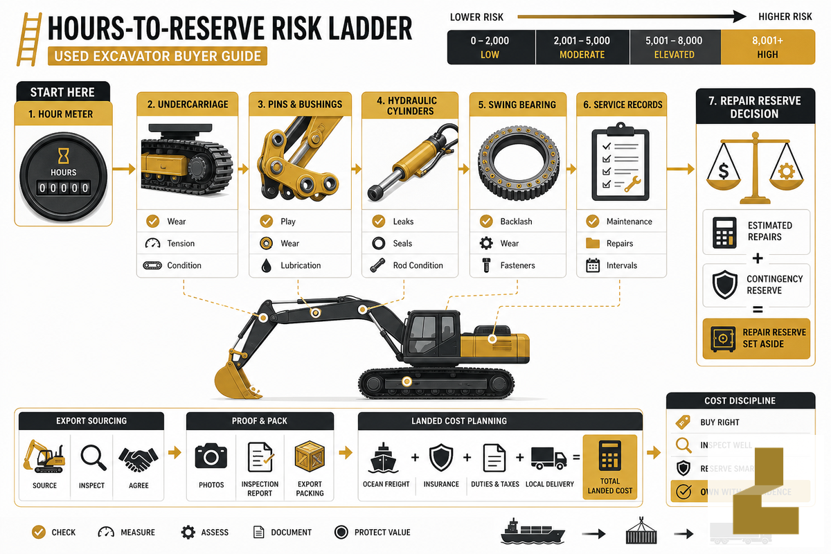 Hours-to-Reserve Risk Ladder — Liehuang Used Excavators