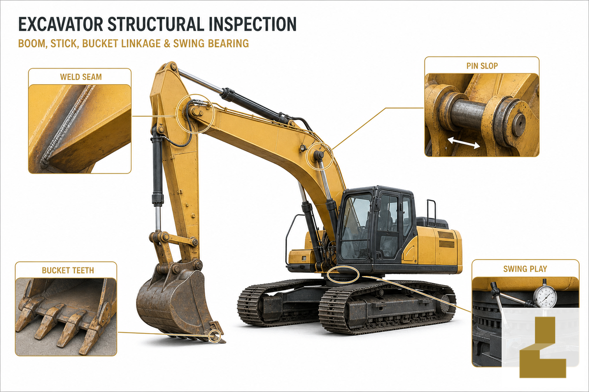 Structural Inspection: Boom, Stick, Bucket and Swing — Liehuang Used Excavators