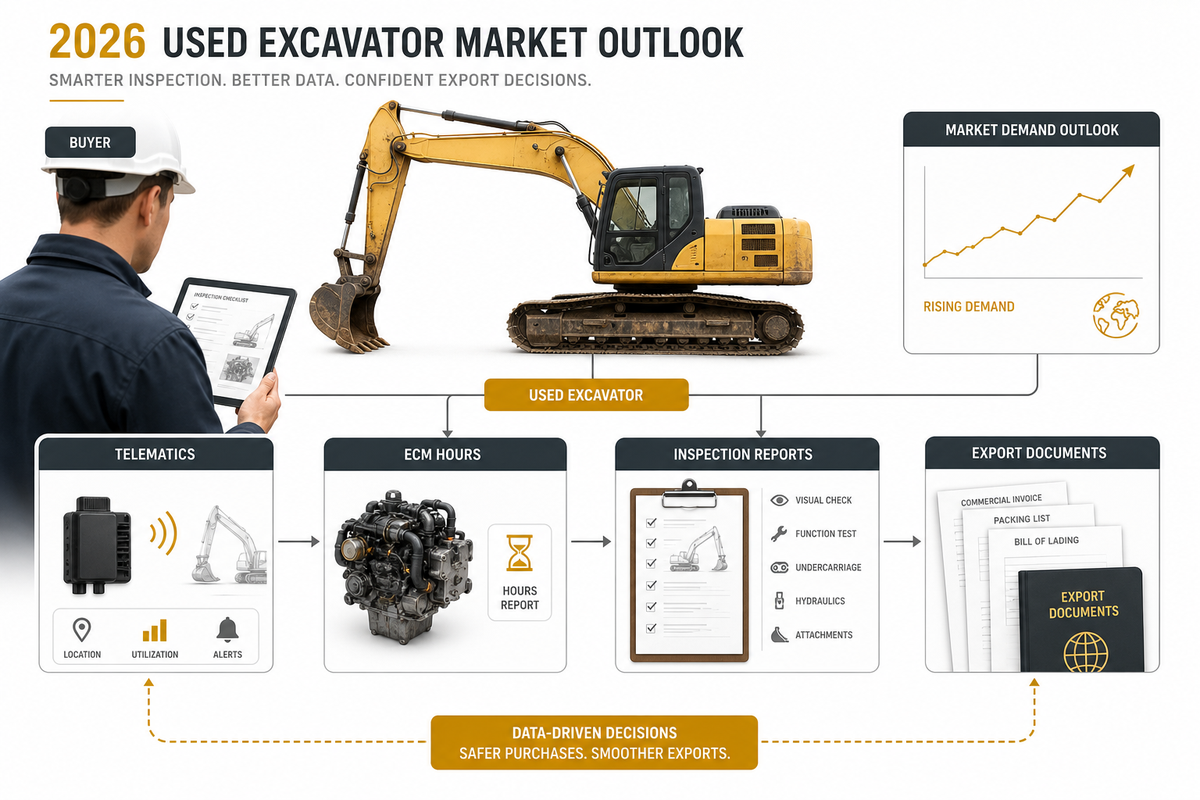 Industry Outlook: The Used Excavator Market in 2026 — Liehuang Used Excavators