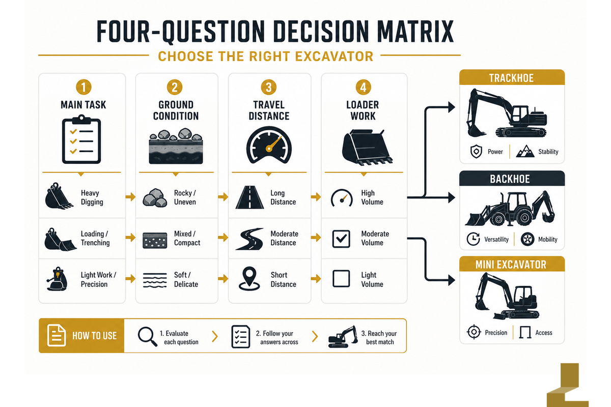 Choose With the 4-Question Ground-and-Load Matrix — Liehuang Used Excavators