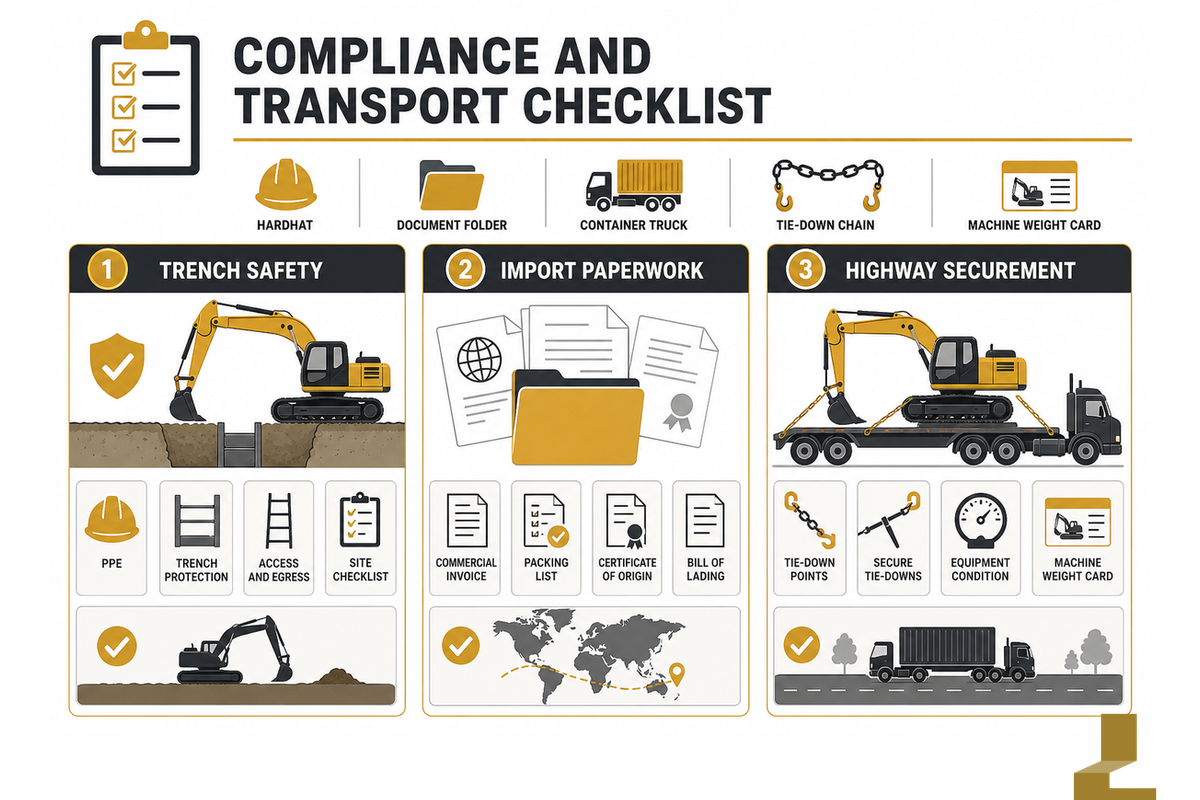 Compliance and Transport Checks Before the Deposit — Liehuang Used Excavators