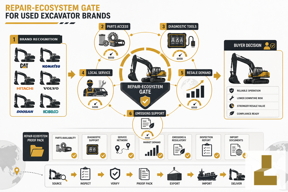 Brand, Parts, and Resale: Add a Repair-Ecosystem Gate — Liehuang Used Excavators