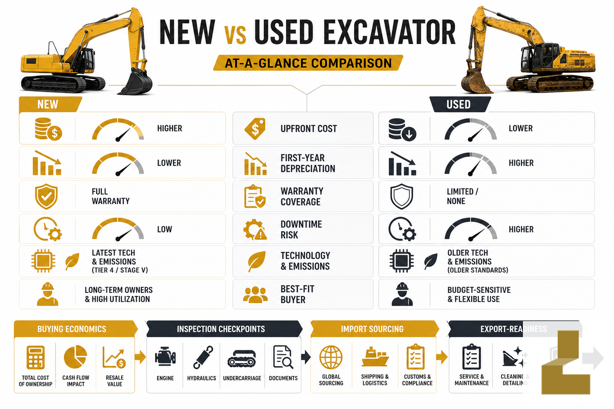 New vs Used Excavator: At a Glance — Liehuang Used Excavators