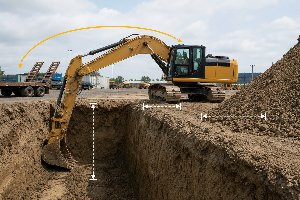 Dig Depth and Reach: The Constraint That Rules a Class Out — Liehuang Used Excavators
