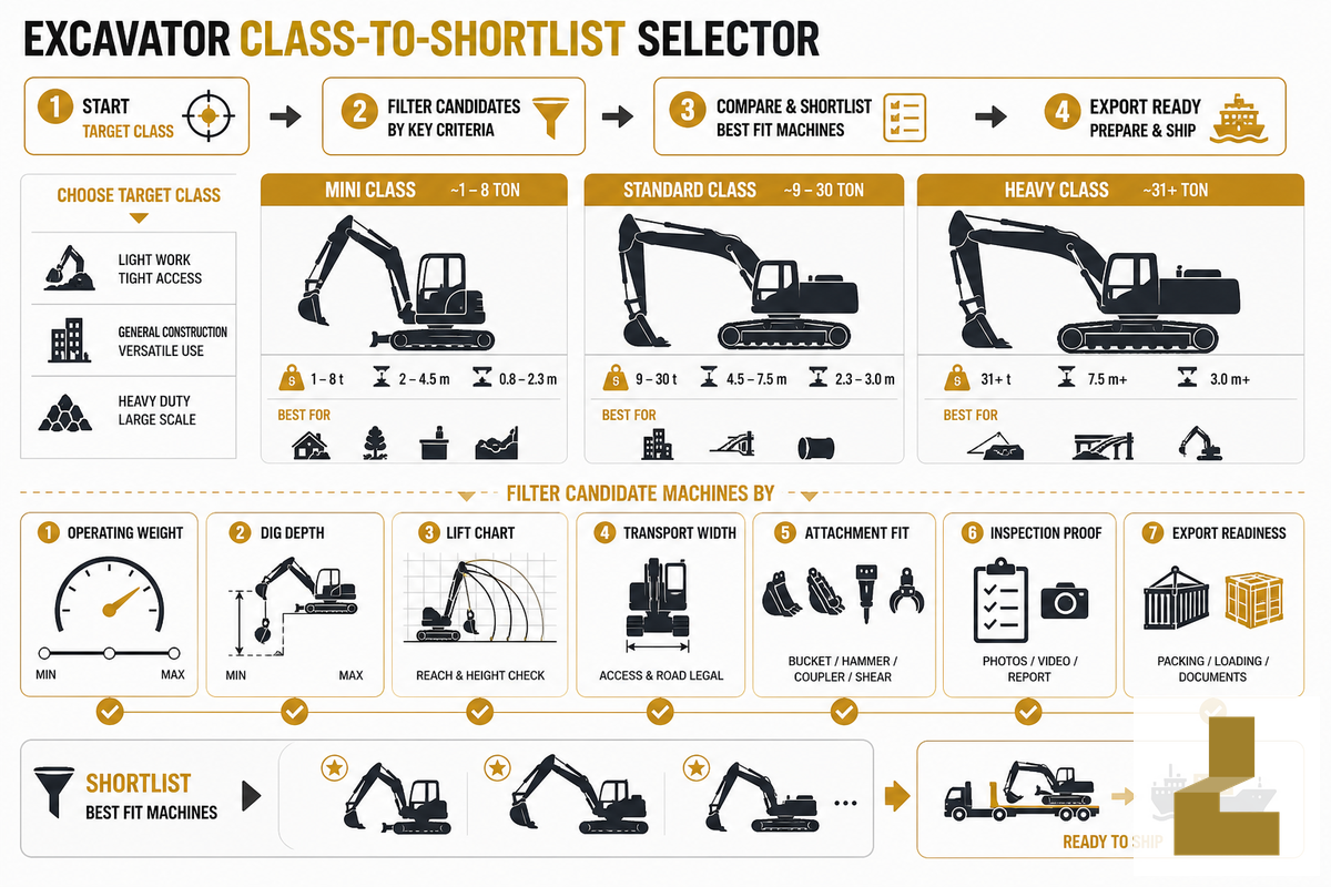 Brand Size Lineups: Turning a Class Into Real Models — Liehuang Used Excavators