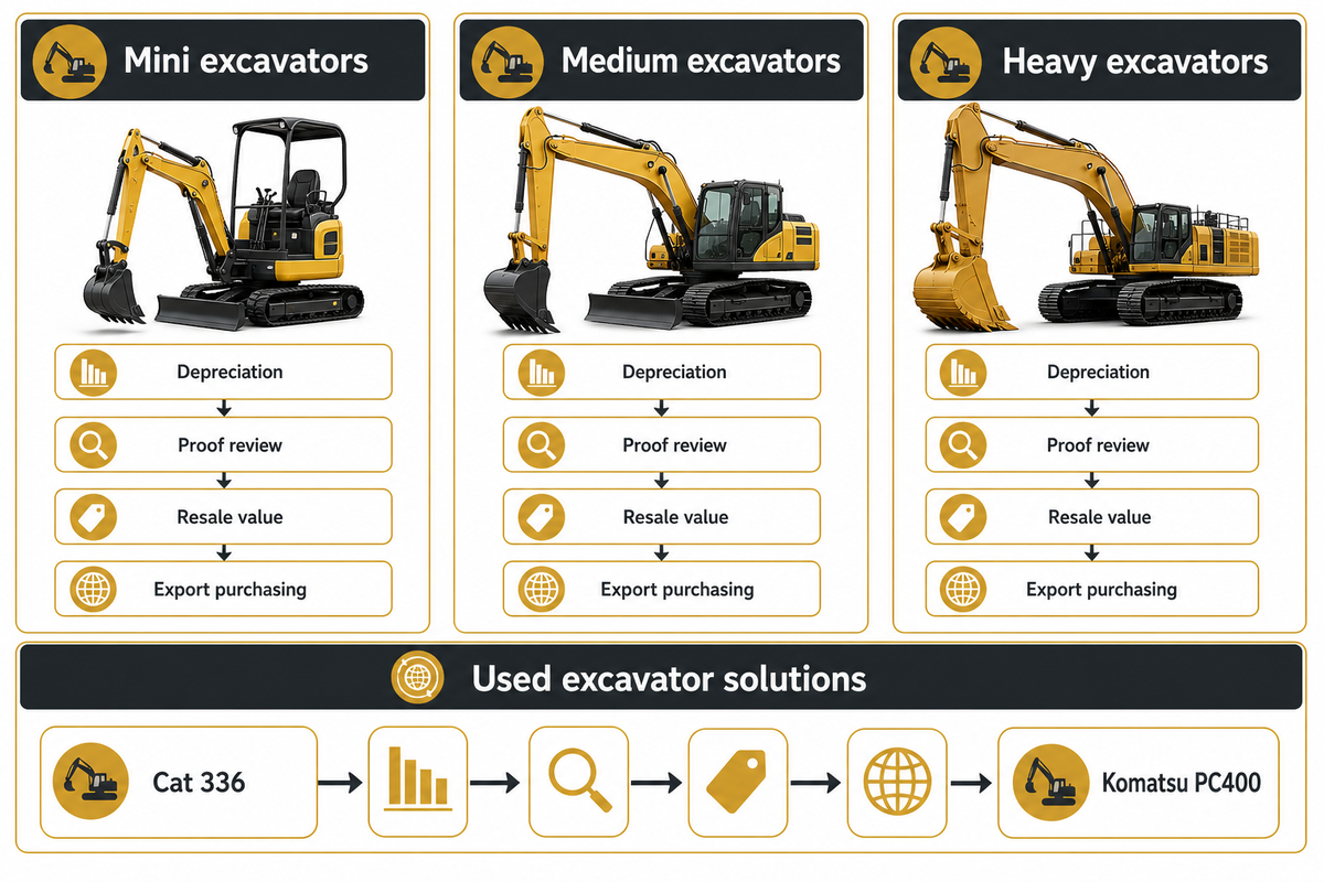 Mini, medium, and heavy excavators by value risk — Liehuang Used Excavators