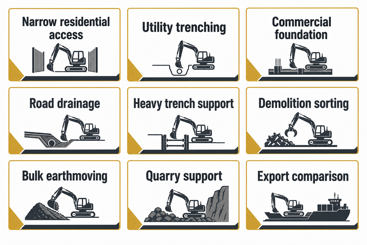 Choose Size and Tonnage by Access, Dig Depth, and Output — Liehuang Used Excavators