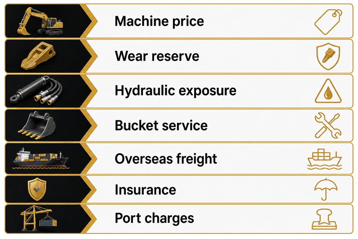 Cost Stack: Machine Price, Repair Reserve, and Shipping — Liehuang Used Excavators