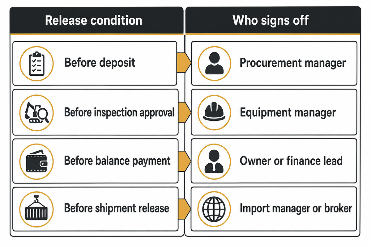 Balance payment release stages and signoff owners