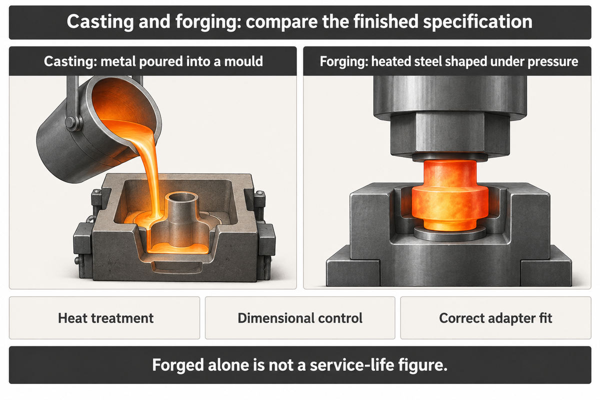Cast and forged teeth both require heat treatment, dimensional control and adapter fit; H&L and Aili sources.