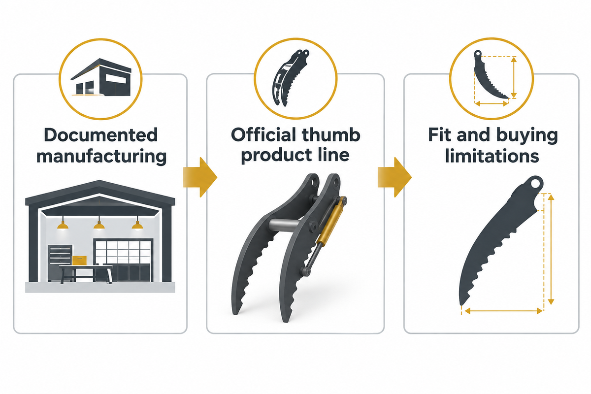 Selection combines documented manufacturing, an official thumb range and usable fitment information.