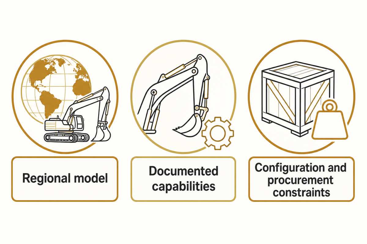 Three evidence lenses for reading the heavy excavator manufacturer comparison